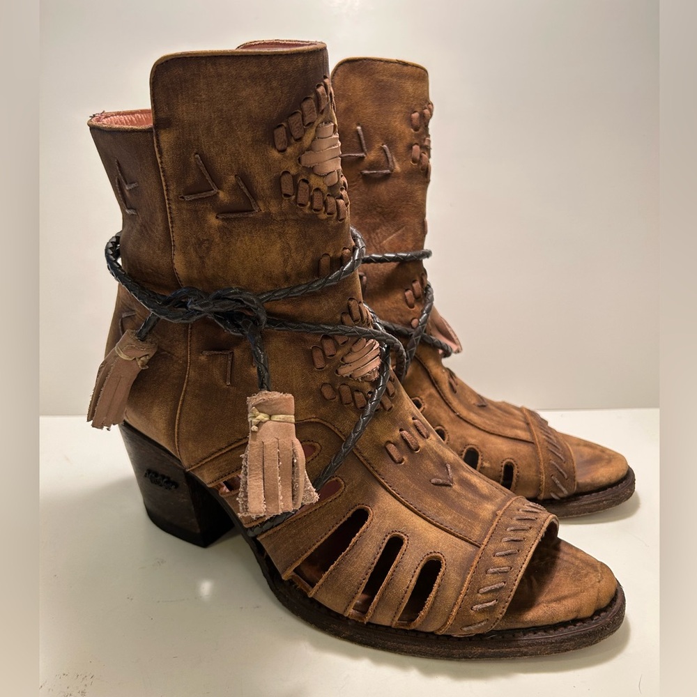 Miss Macie Singing Brook Brown Leather Ankle Boots Size 10M